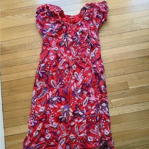 Sundry Red Floral Maxi Dress with Purple Accents